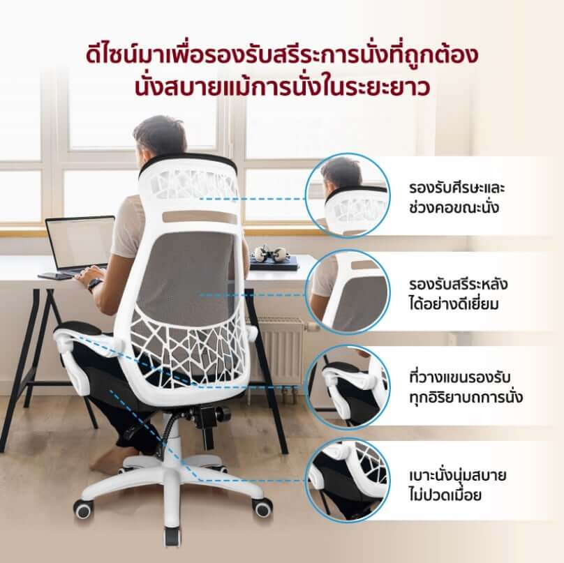 เก้าอี้สำนักงาน Fennix รุ่น Jupiter Series สีขาว